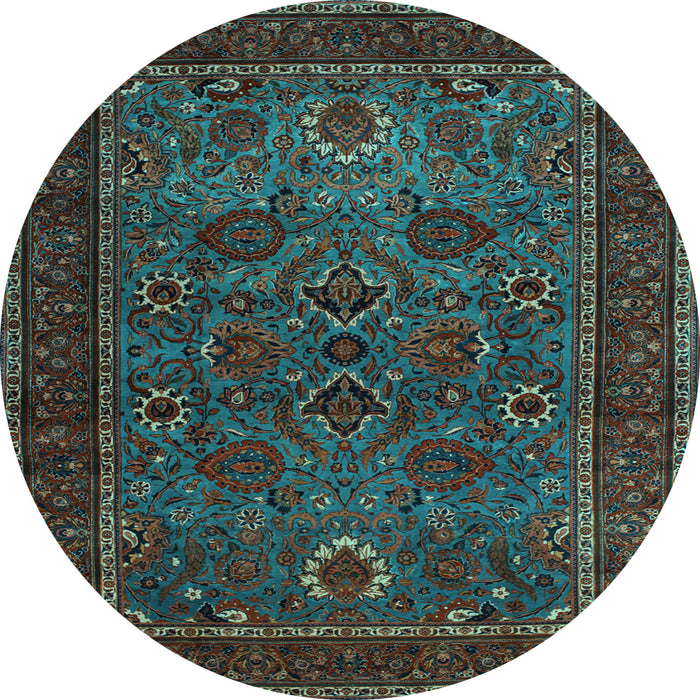 Round Machine Washable Persian Light Blue Traditional Rug, wshtr30lblu