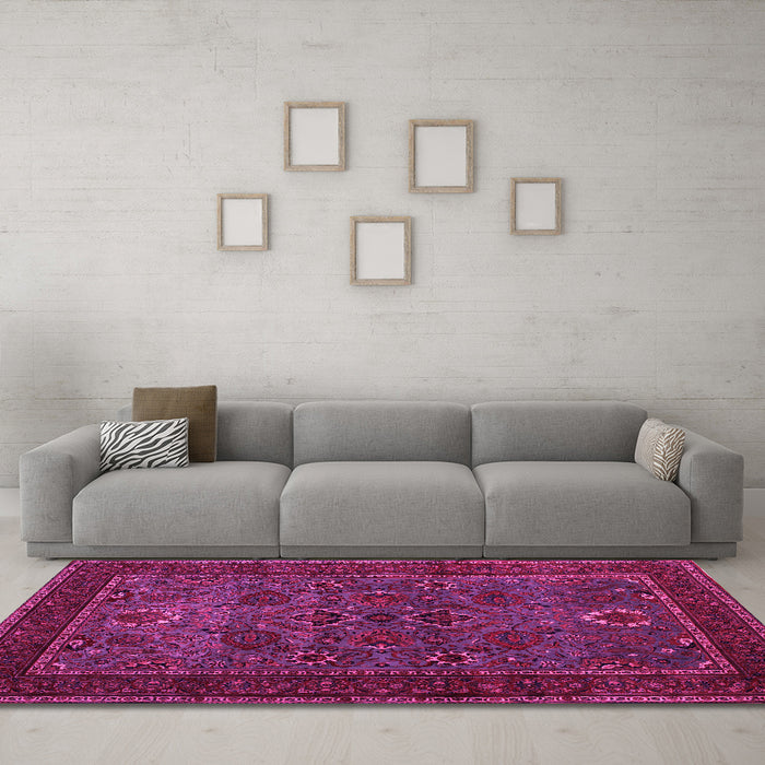 Machine Washable Persian Pink Traditional Rug in a Living Room, wshtr30pnk