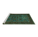 Sideview of Machine Washable Persian Turquoise Traditional Area Rugs, wshtr30turq