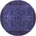 Round Machine Washable Persian Blue Traditional Rug, wshtr30blu