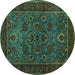 Round Machine Washable Persian Turquoise Traditional Area Rugs, wshtr30turq