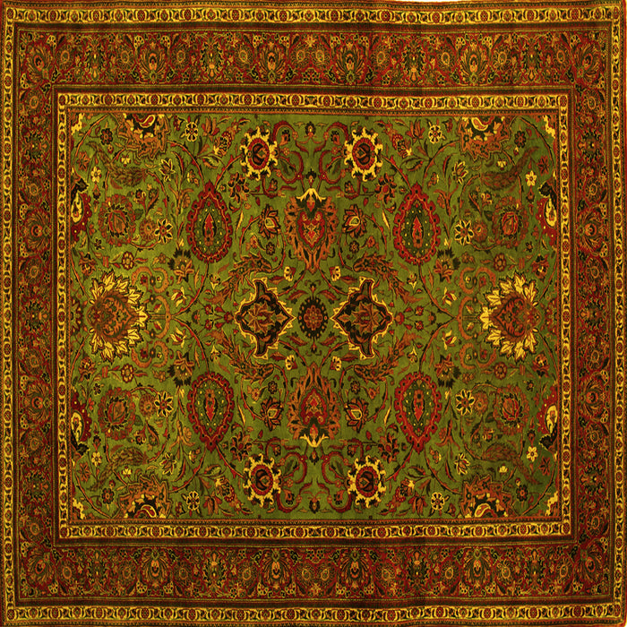 Square Machine Washable Persian Yellow Traditional Rug, wshtr30yw
