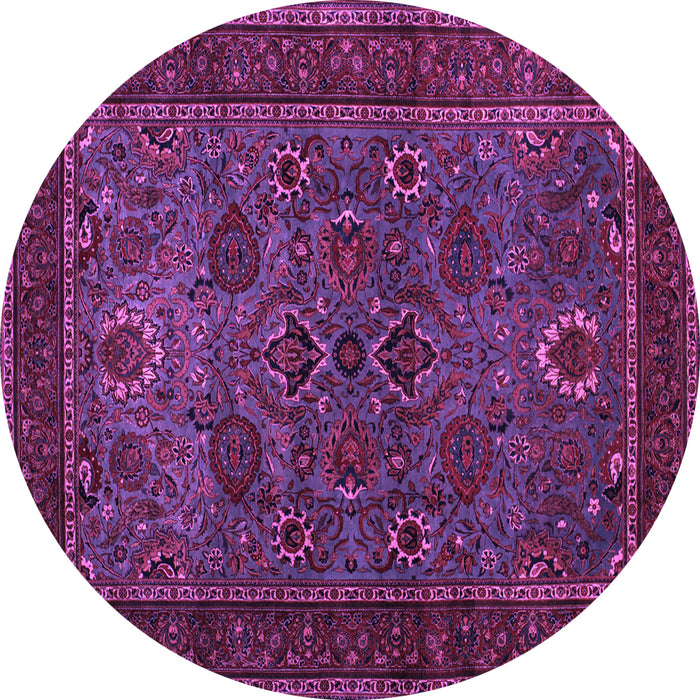Round Persian Purple Traditional Rug, tr30pur