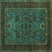 Square Machine Washable Persian Turquoise Traditional Area Rugs, wshtr30turq