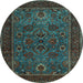 Round Persian Light Blue Traditional Rug, tr30lblu