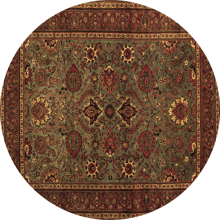 Round Persian Brown Traditional Rug, tr30brn