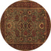Round Persian Brown Traditional Rug, tr30brn
