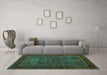 Machine Washable Persian Turquoise Traditional Area Rugs in a Living Room,, wshtr30turq