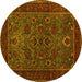 Round Machine Washable Persian Yellow Traditional Rug, wshtr30yw