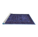 Sideview of Machine Washable Persian Blue Traditional Rug, wshtr30blu