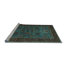 Sideview of Machine Washable Persian Light Blue Traditional Rug, wshtr30lblu