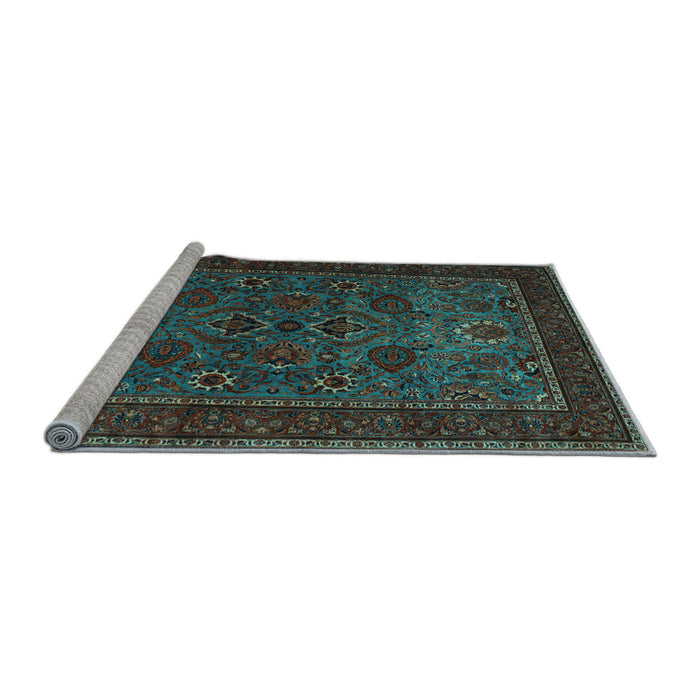 Sideview of Machine Washable Persian Light Blue Traditional Rug, wshtr30lblu