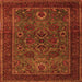 Round Machine Washable Persian Orange Traditional Area Rugs, wshtr30org