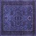 Square Machine Washable Persian Blue Traditional Rug, wshtr30blu