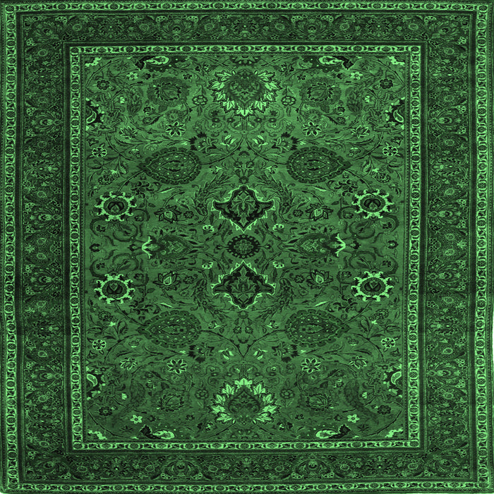 Square Machine Washable Persian Emerald Green Traditional Area Rugs, wshtr30emgrn
