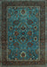 Machine Washable Persian Light Blue Traditional Rug, wshtr30lblu