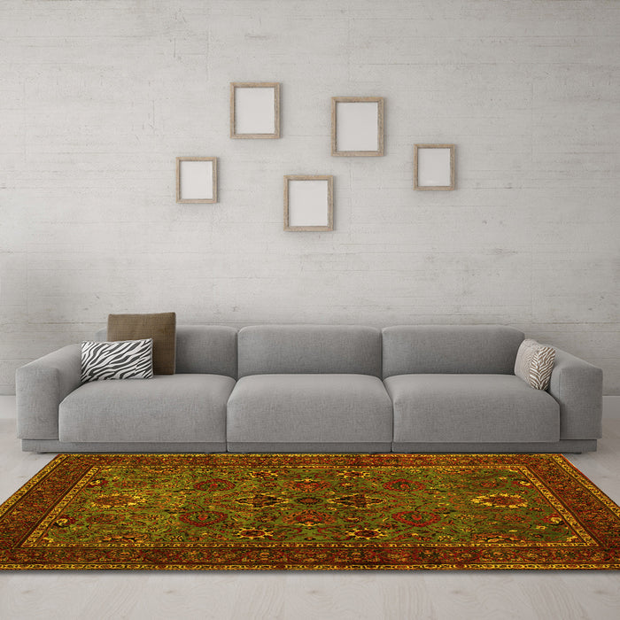 Machine Washable Persian Yellow Traditional Rug in a Living Room, wshtr30yw