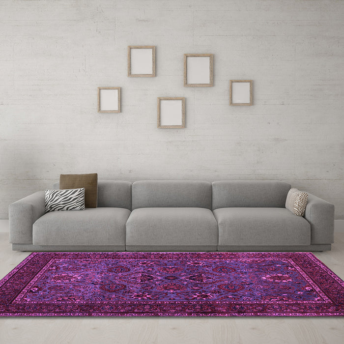 Machine Washable Persian Purple Traditional Area Rugs in a Living Room, wshtr30pur