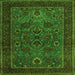 Round Machine Washable Persian Green Traditional Area Rugs, wshtr30grn