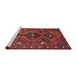 Sideview of Machine Washable Traditional Chestnut Brown Rug, wshtr310