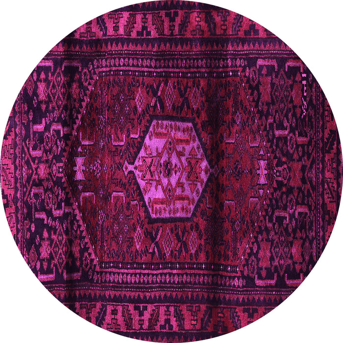 Round Machine Washable Persian Pink Traditional Rug, wshtr3100pnk