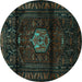 Round Persian Turquoise Traditional Rug, tr3100turq