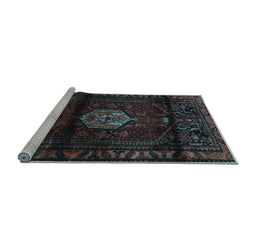 Sideview of Machine Washable Persian Light Blue Traditional Rug, wshtr3100lblu