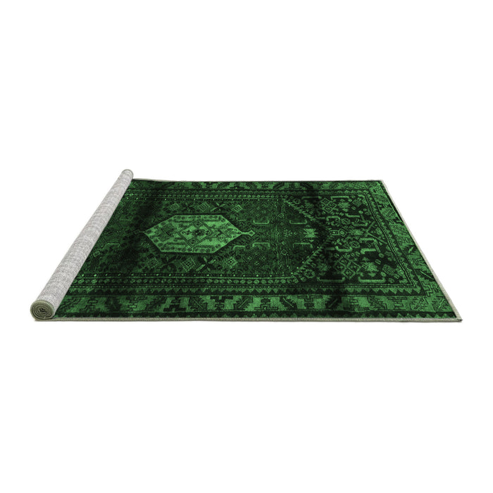 Sideview of Machine Washable Persian Emerald Green Traditional Area Rugs, wshtr3100emgrn