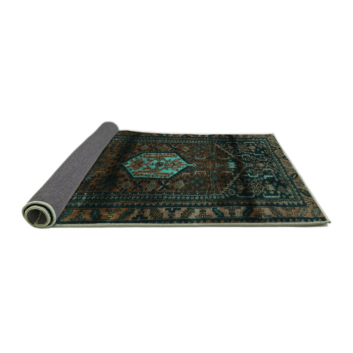 Sideview of Persian Turquoise Traditional Rug, tr3100turq