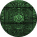 Round Persian Emerald Green Traditional Rug, tr3100emgrn