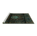 Sideview of Machine Washable Persian Turquoise Traditional Area Rugs, wshtr3100turq