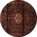 Round Machine Washable Persian Brown Traditional Rug, wshtr3100brn