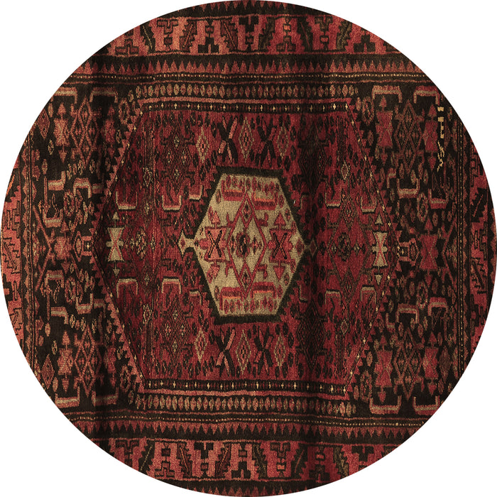 Round Persian Brown Traditional Rug, tr3100brn