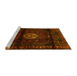Sideview of Machine Washable Persian Yellow Traditional Rug, wshtr3100yw