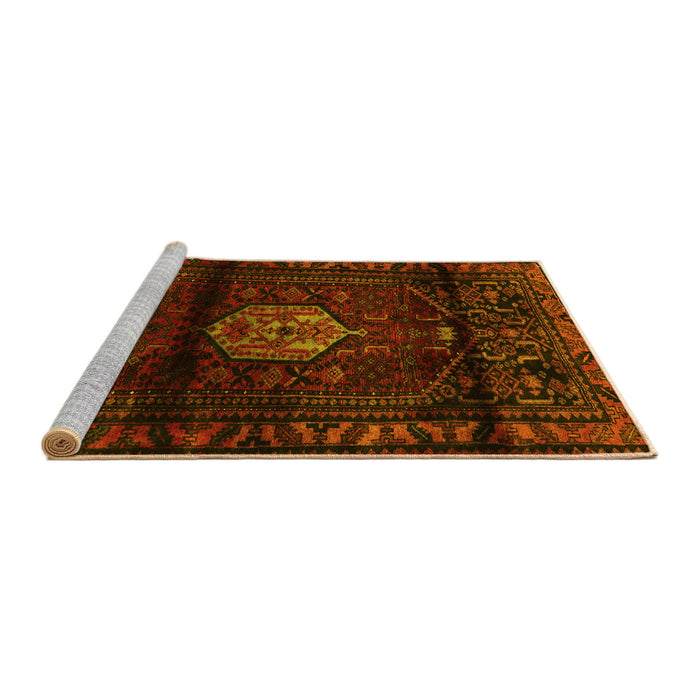 Sideview of Machine Washable Persian Yellow Traditional Rug, wshtr3100yw