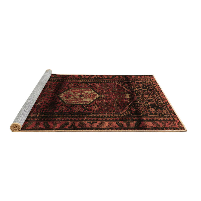 Sideview of Machine Washable Persian Brown Traditional Rug, wshtr3100brn