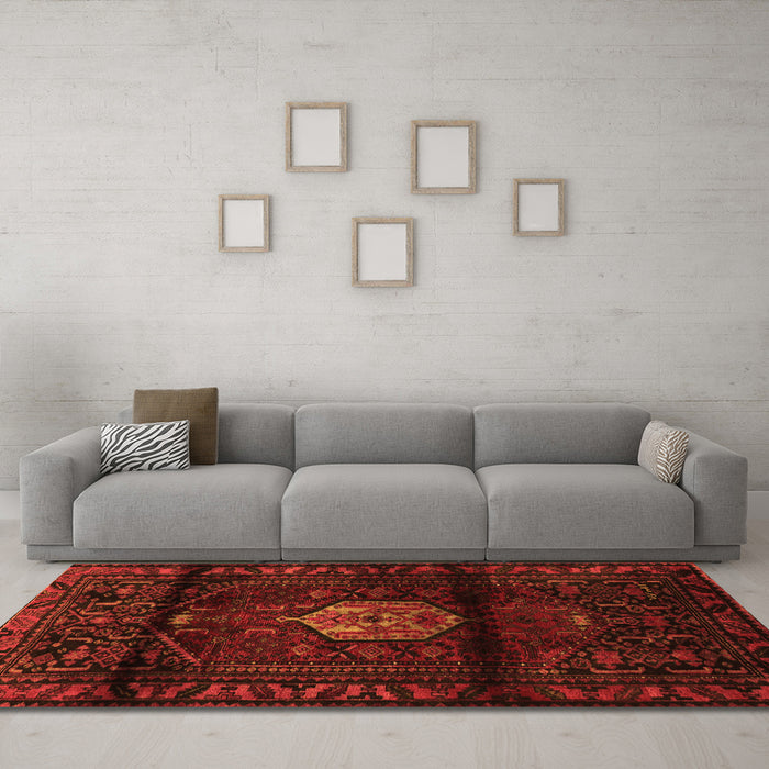 Machine Washable Persian Orange Traditional Area Rugs in a Living Room, wshtr3100org