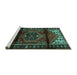 Sideview of Machine Washable Persian Turquoise Traditional Area Rugs, wshtr3101turq