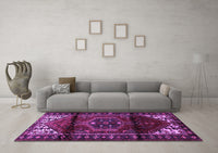 Machine Washable Persian Purple Traditional Rug, wshtr3101pur