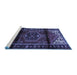 Sideview of Machine Washable Persian Blue Traditional Rug, wshtr3101blu