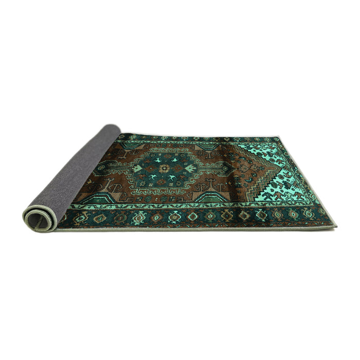 Sideview of Persian Turquoise Traditional Rug, tr3101turq