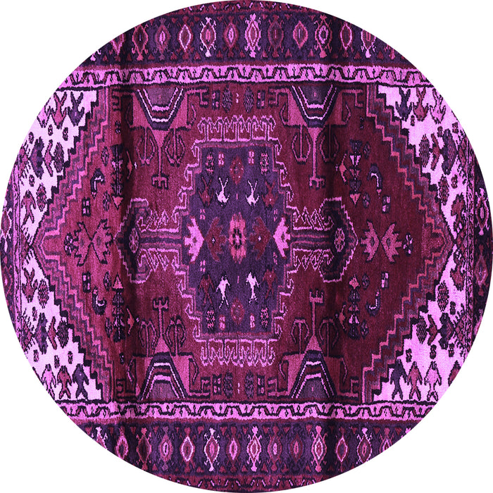 Round Machine Washable Persian Purple Traditional Area Rugs, wshtr3101pur