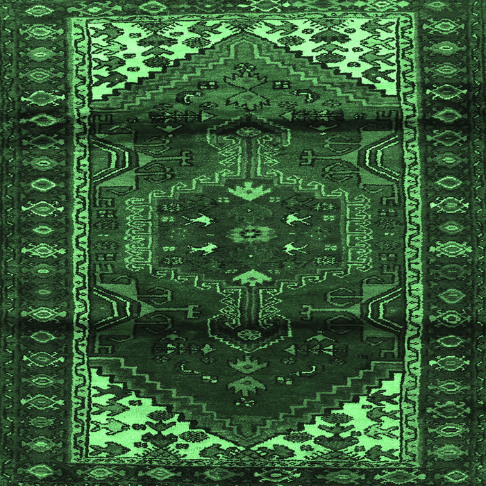 Square Persian Emerald Green Traditional Rug, tr3101emgrn