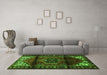 Machine Washable Persian Green Traditional Area Rugs in a Living Room,, wshtr3101grn