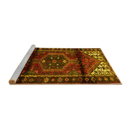 Sideview of Machine Washable Persian Yellow Traditional Rug, wshtr3101yw