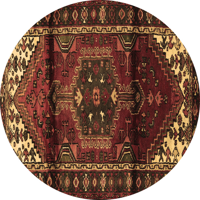 Round Machine Washable Persian Brown Traditional Rug, wshtr3101brn