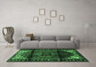 Machine Washable Persian Emerald Green Traditional Area Rugs in a Living Room,, wshtr3101emgrn