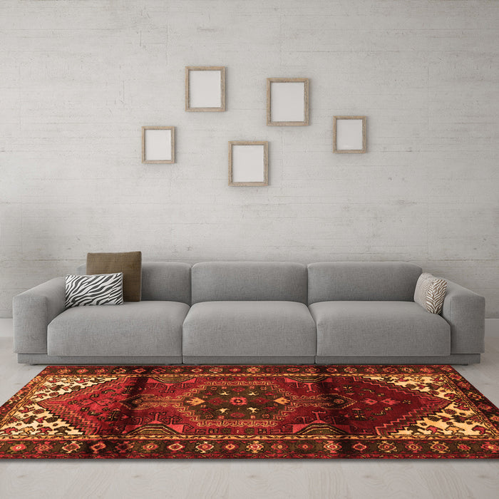 Machine Washable Persian Orange Traditional Area Rugs in a Living Room, wshtr3101org