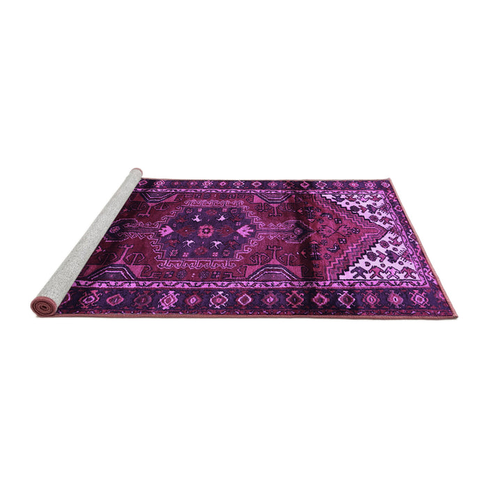 Sideview of Machine Washable Persian Purple Traditional Area Rugs, wshtr3101pur