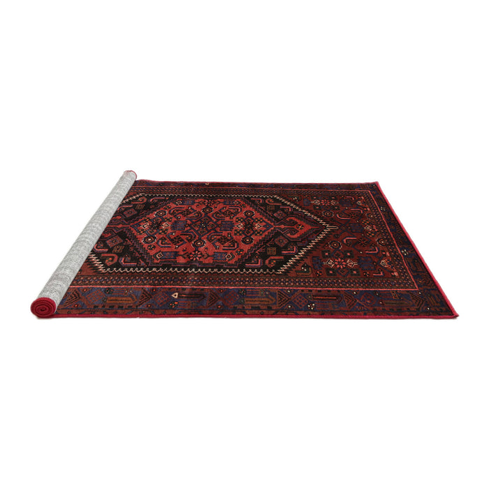 Sideview of Machine Washable Traditional Maroon Red Rug, wshtr3102